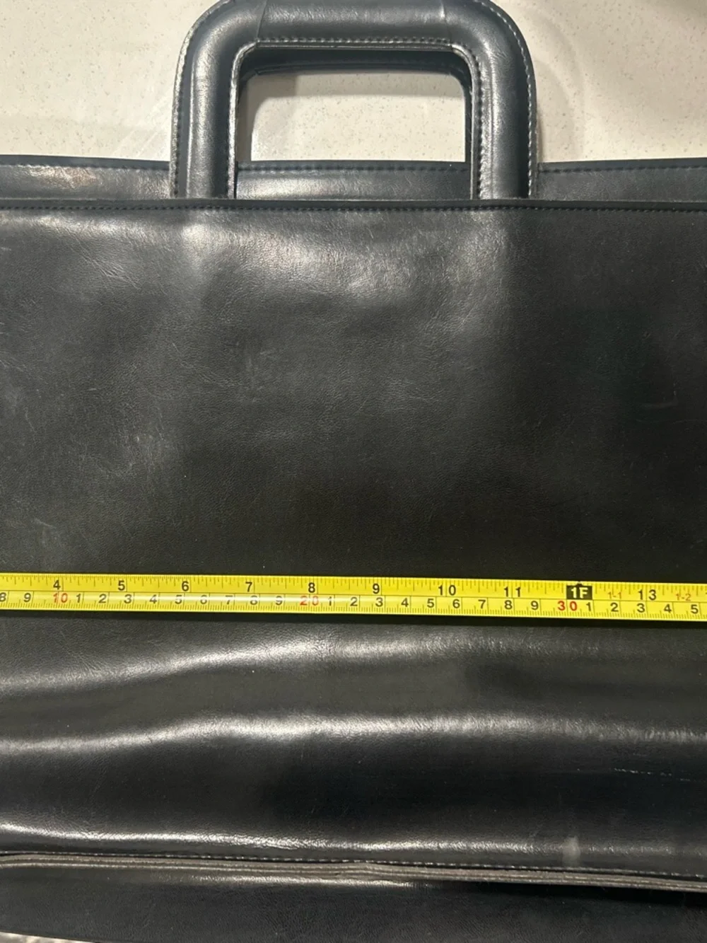 Vintage HAZEL Black Leather Briefcase with retractable handles